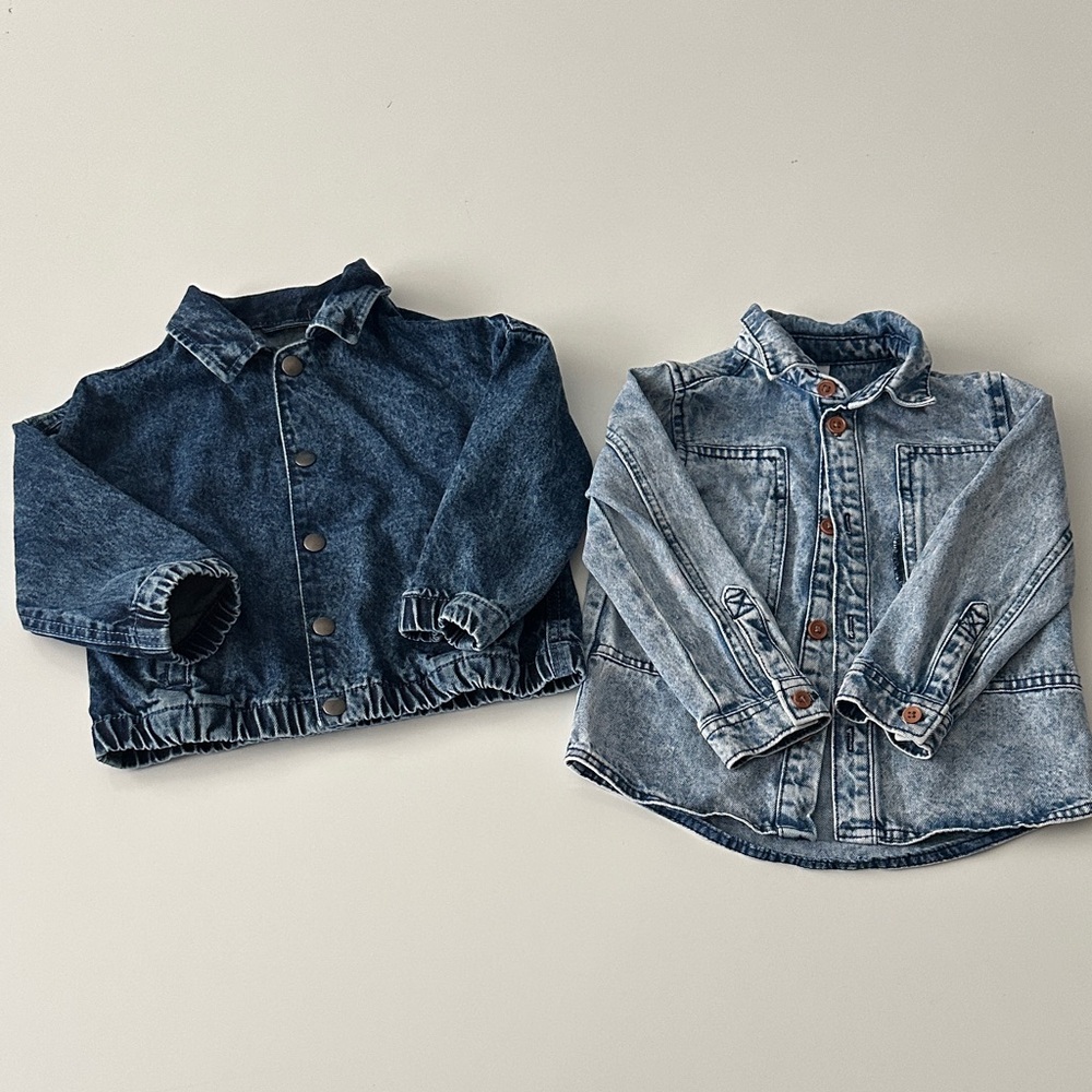 Wonder Nation Kids Denim Jackets - Dark Blue and Light Gray